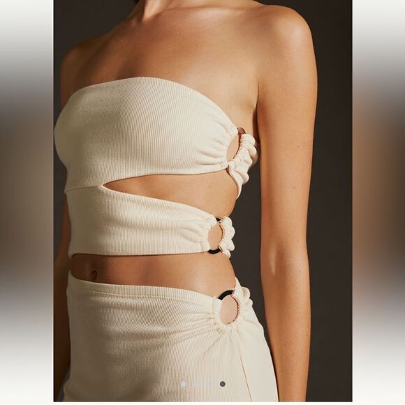 Bordeaux Strapless Cutout Dress - Picture 3 of 4